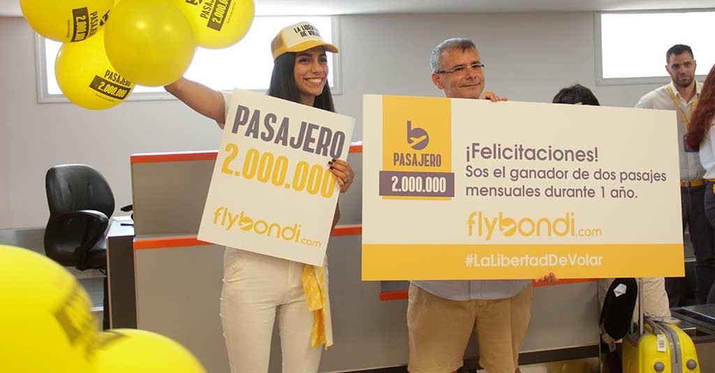 Flybondi ya transportó a dos millones de pasajeros Flybondi ya transportó a dos millones de pasajeros