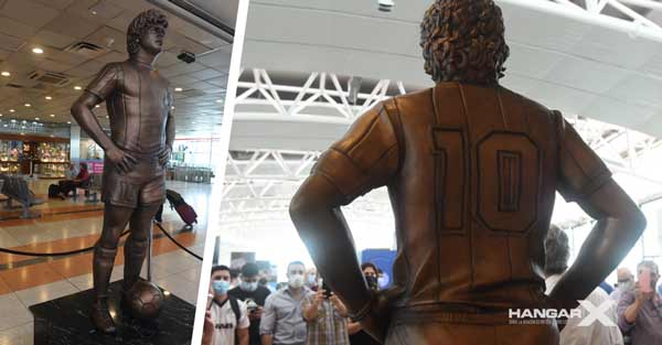 Inauguran una estatua de Diego Maradona en el Aeropuerto Internacional de Ezeiza Estatua de Diego Maradona en el Aeropuerto Internacional de Ezeiza