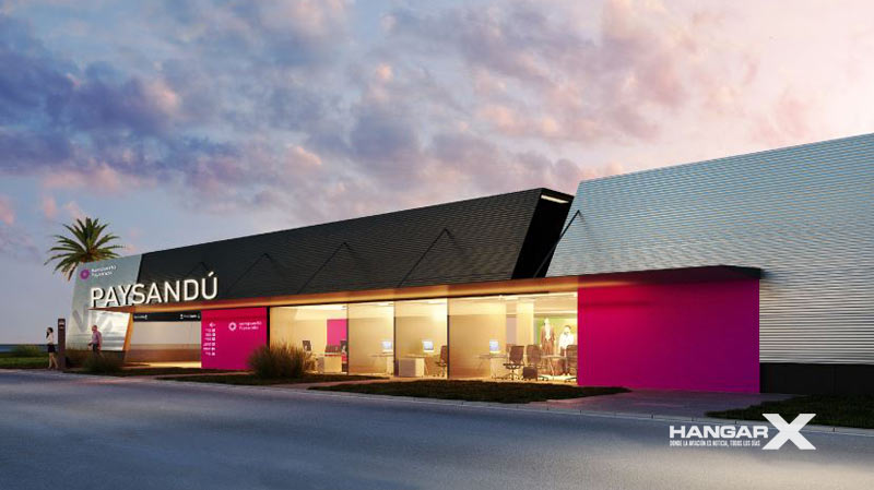 Render del proyecto de renovación y puesta en valor del Aeropuerto Internacional de Paysandú, Uruguay