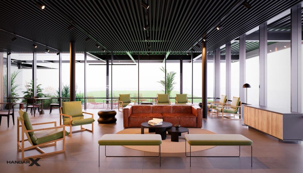 Punta del Este tendrá una nueva terminal para vuelos privados Interior de la nueva terminal de aviación privada en Punta del Este.