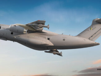 C-390 Millennium en vuelo, aeronave de Embraer desarrollada para misiones de transporte y patrulla marítima, utilizada por la Fuerza Aérea de Brasil.
