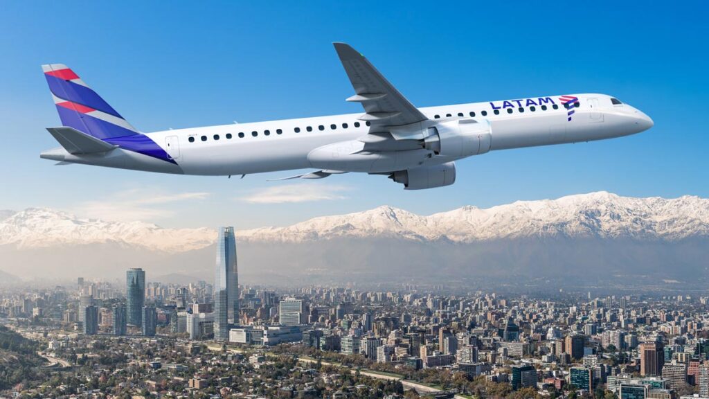 LATAM apuesta por el Embraer E195-E2 para expandir su flota en Sudamérica LATAM incorpora el Embraer E195-E2 para ampliar su flota en Sudamérica, sobrevolando Santiago de Chile