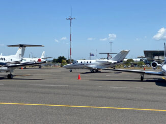 Jets privados en el Aeropuerto de Punta del Este durante el récord de 220 vuelos.