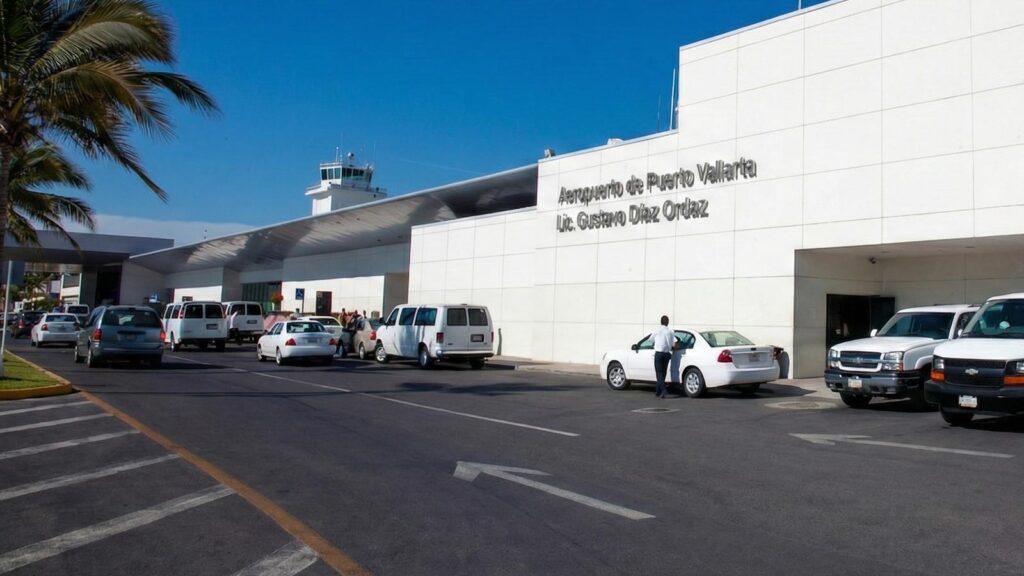 Crisis en Jalisco: Aerolíneas cancelan vuelos en Puerto Vallarta y Manzanillo, Guadalajara opera con normalidad Fachada principal del Aeropuerto Internacional de Puerto Vallarta (Lic. Gustavo Díaz Ordaz) operado por GAP.