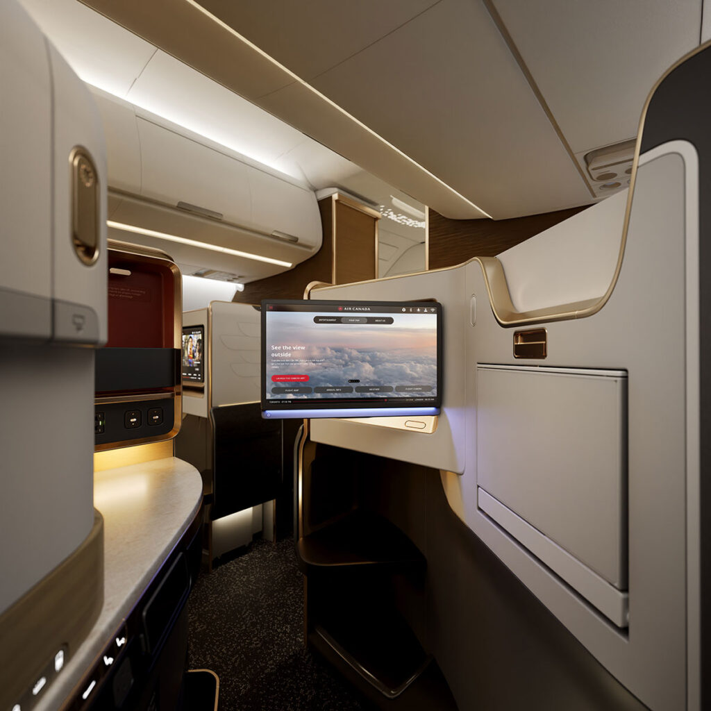 Air Canada recibe su primer Airbus A321XLR: un hito en la expansión de su flota de largo alcance Asientos lie-flat de la Air Canada Signature Class en el nuevo Airbus A321XLR