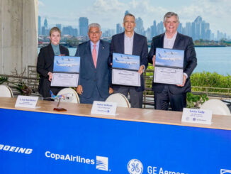 Pedro Heilbron y directivos de Boeing y GE Aerospace celebran acuerdo de Copa Airlines por aviones 737 MAX en Panamá