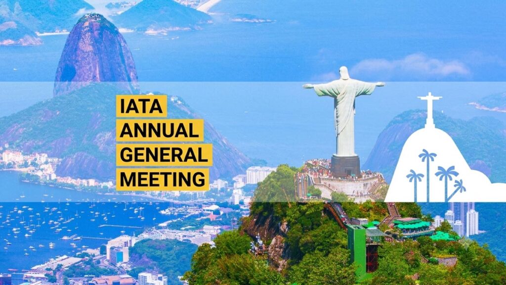 IATA AGM 2026: Líderes de la industria aeronáutica global se reúnen en Brasil IATA AGM 2026: Gráfica oficial de la cumbre mundial de la aviación con la ciudad de Río de Janeiro de fondo, sede del evento que congregará a los principales líderes de la industria global.