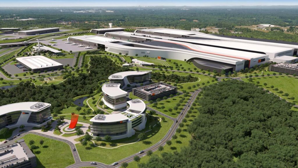 JetZero obtiene US$ 100 millones para producir el JetZero Z4 Render arquitectónico de la planta de producción "Factory1" de JetZero en Carolina del Norte.