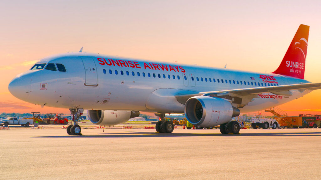 Sunrise Airways iniciará vuelos entre Nueva York (JFK) y Cap-Haïtien Aeronave Airbus A320 de Sunrise Airways en plataforma preparándose para la nueva ruta entre Nueva York (JFK) y Cap-Haïtien.